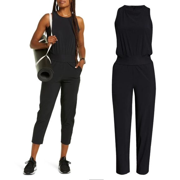 Zella Pants - Zella Black Sleeveless Jumpsuit - Small